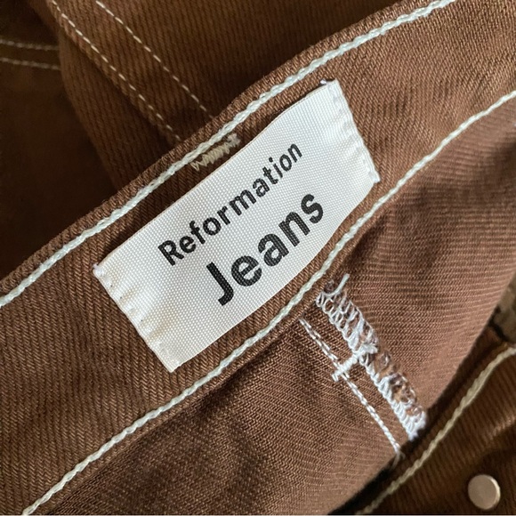Reformation Cowboy High Rise Straight Jeans chocolate brown - Picture 9 of 13